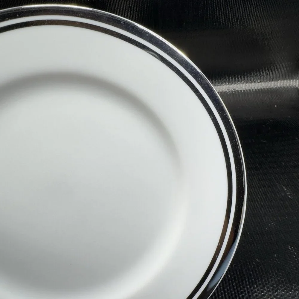 2005 Royal Doulton Pure Platinum Double Silver Band Plate Dish 7.5inch Set‎ 3